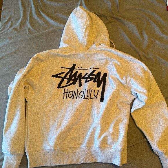 Stussy Honolulu Zip Up Hoodie Gray Large NWT - Picture 3 of 3